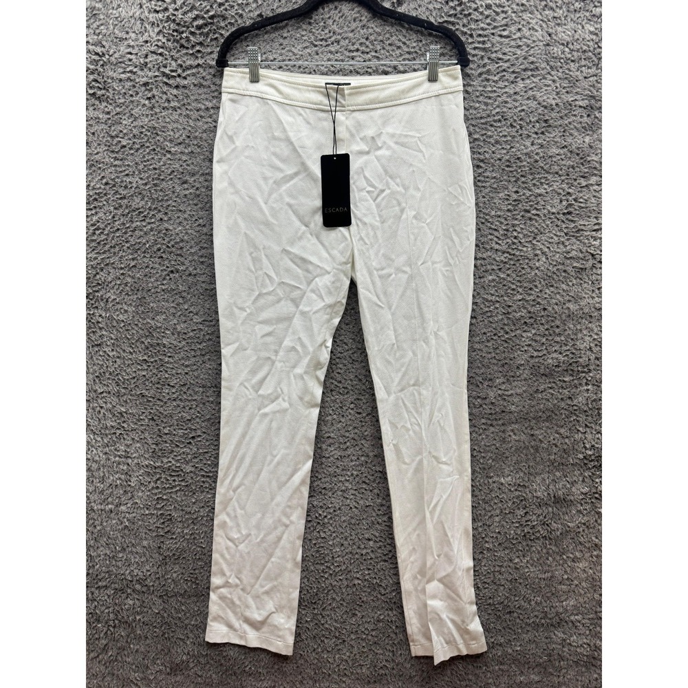 NWT Escada Textured Tuende Straight Dress Pants Trousers White Womens Size 36